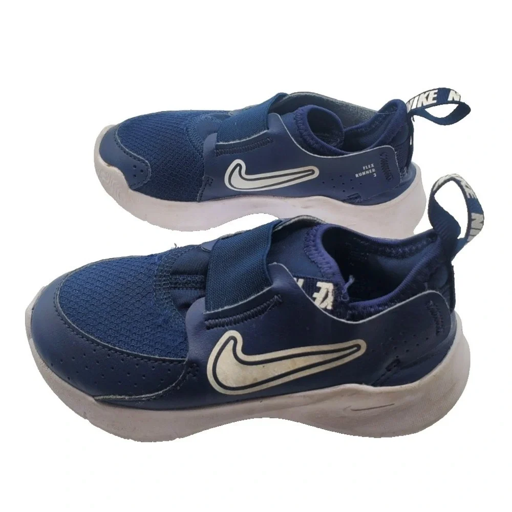 Nike Flex Runner 3 PS Navy White Kids Preschool Sz.10C Running Shoes FN1449-403